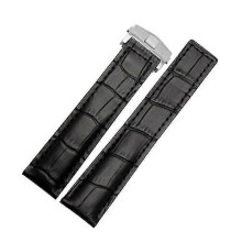(20mm, black silver buckle) Tag Heuer Genuine Leather Watchband Bracelet - Black/Red/Black Fold Buckle Strap for Men's Wristwatches (19mm, 20mm, 22mm)