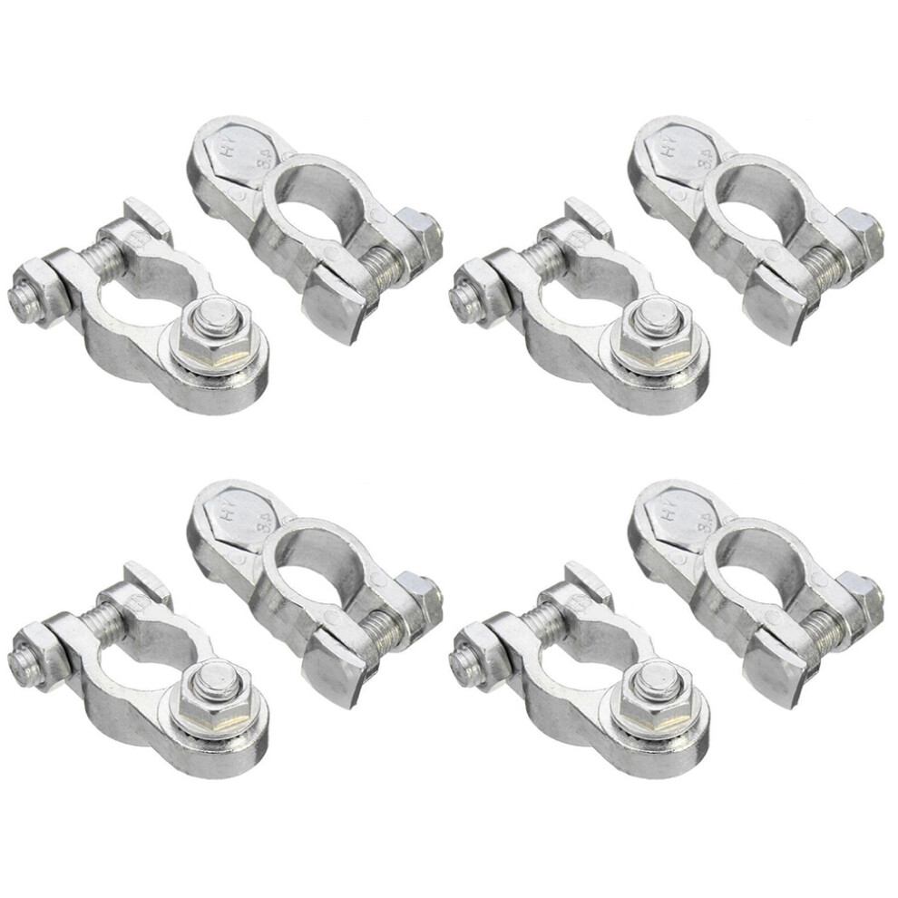 8Pcs Aluminium Alloy Car Battery Terminal Clip Durable Clamp Silver 062435642705