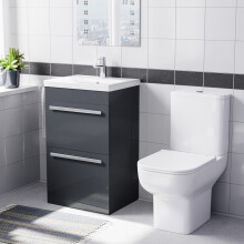 Nes Home 500mm Dark Grey 2 Drawers Vanity Square Close Coupled Toilet