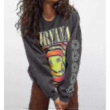 (3XL,Grey)Nirvana Smiley Face Crewneck Sweatshirt Heliconia Nirvana Sweatshirt
