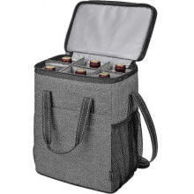 Black Insulated Wine Carrier, 6 Bottle, Waterproof, for Picnic