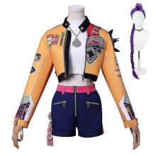 (150 Kids, Rumi With Wig) A K-Pop Demon Hunters Rumi Cosplay Costume Set and Fancy Dress for Women for a Halloween Party.