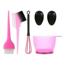 (Pink)Hair Dye Brush Hair Dyeing Set, 5 Pieces Colouring Brush Hair Dyeing Accessories - Colouring Bowl, Colouring Brush, Ear Cover
