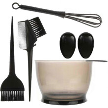 (Black)Hair Dye Brush Hair Dyeing Set, 5 Pieces Colouring Brush Hair Dyeing Accessories - Colouring Bowl, Colouring Brush, Ear Cover
