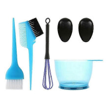 (Blue)Hair Dye Brush Hair Dyeing Set, 5 Pieces Colouring Brush Hair Dyeing Accessories - Colouring Bowl, Colouring Brush, Ear Cover