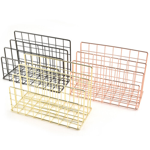 1Pc Metal Desktop Makeup Organizer Rose Gold Storage Container 2