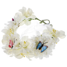 2Pcs Beige Floral Crown Headband for Women Elegant Bohemian Decoration