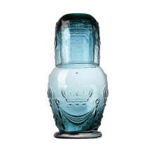 (Blue) 275/750ML Retro Glass Bedside Night Water Carafe Creative Clear Bedroom Office Living Room 2025