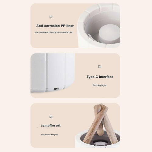 (Withe) Flame Diffuser Humidifier With Flame Colors, New 2025 1