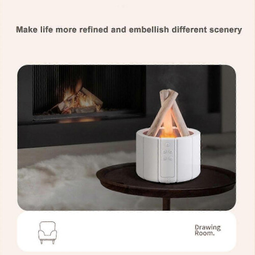 (Withe) Flame Diffuser Humidifier With Flame Colors, New 2025 2