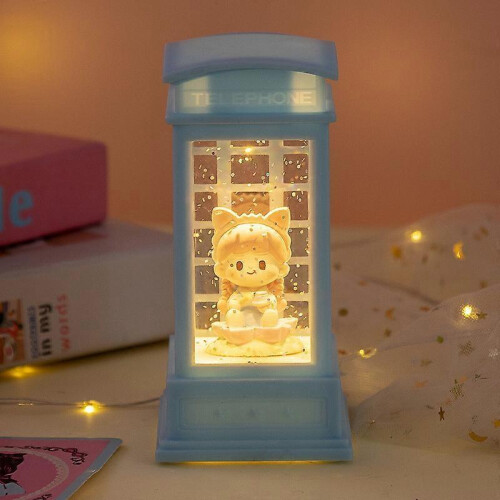 (Blue Phone Booth Girl) Wind lantern night light snow wind lantern
