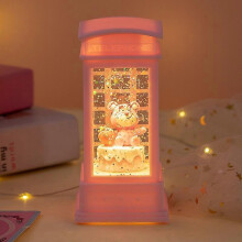 (Pink Sit-Up Bear) Wind lantern night light snow wind lantern