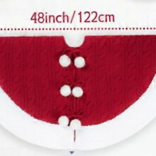 (Diameter 122CM/48 inches) White Pom Pom Knitted Christmas Tree Skirt Home Decor 62cm 92cm 122cm Diameter Gift for Holiday Party