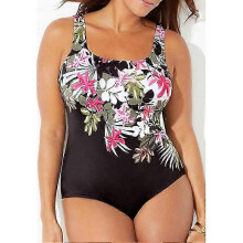 (Xxl, adult) Plus Size Women's Floral Monokini Swimsuit - Tummy Control, Open Ba...