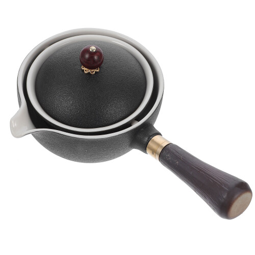 1Pc Ceramic Tea Pot Stainless Steel Filter for Home Use Black 2