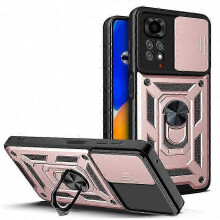 (For Redmi Note 11, rose gold) Magnetic Slide Camera Lens Protector Case for Redmi Note 11 Pro 5G/11/11S with Armor Back Cover