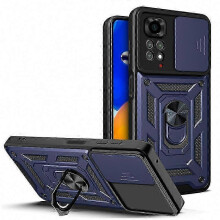 (For Redmi Note 11, blue) Magnetic Slide Camera Lens Protector Case for Redmi Note 11 Pro 5G/11/11S with Armor Back Cover