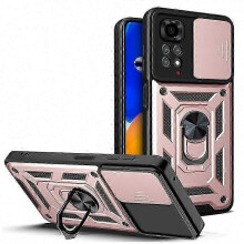 (For Redmi Note 11S, rose gold) Magnetic Slide Camera Lens Protector Case for Redmi Note 11 Pro 5G/11/11S with Armor Back Cover