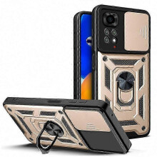 (For Redmi Note 11, gold) Magnetic Slide Camera Lens Protector Case for Redmi Note 11 Pro 5G/11/11S with Armor Back Cover