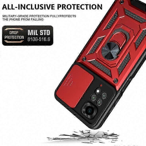 (For Redmi Note 11, red) Magnetic Slide Camera Lens Protector Case for  Redmi Note 11 Pro 5G/11/11S with Armor Back Cover 2