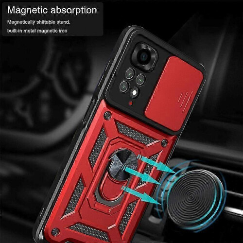 (For Redmi Note 11, black) Magnetic Slide Camera Lens Protector Case for  Redmi Note 11 Pro 5G/11/11S with Armor Back Cover 2