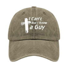 (male, Khaki) I Can't But I Know A Guy Christian Cross Hat for Mens Vintage Dad Hat Womens 2025