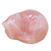 (pink quartz) Natural Crystal Sleep Cats Carving Crystals Sleep Cats Statue Handcrafts Stone Art Figurine for Home Decors Gift