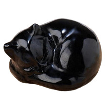 (a obsidian) Natural Crystal Sleep Cats Carving Crystals Sleep Cats Statue Handcrafts Stone Art Figurine for Home Decors Gift
