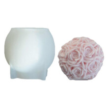 (2474) Rose Ball Silicone Mold 3D Flower Candle Mold Non-stick Easy to De-mold for DIY Candle Plaster Cake Fondant Chocolate
