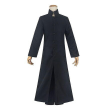 (S) Long Black High-Collar Overcoat For Men Neo Matrix Trench Coat Cosplay Costume