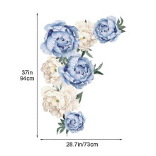 (Blue) Peony Rose Flower Wall Stickers - Beautiful Nursery Decals for Home Decor & Gift Ideas C Floral Art for Kids' Rooms
