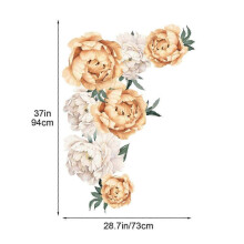 (Yellow) Peony Rose Flower Wall Stickers - Beautiful Nursery Decals for Home Decor & Gift Ideas C Floral Art for Kids' Rooms