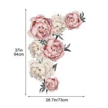(Pink) Peony Rose Flower Wall Stickers - Beautiful Nursery Decals for Home Decor & Gift Ideas C Floral Art for Kids' Rooms