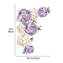 (Purple) Peony Rose Flower Wall Stickers - Beautiful Nursery Decals for Home Decor & Gift Ideas C Floral Art for Kids' Rooms