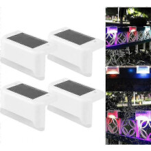 (White,Color light)4 Pack Solar Deck Lights Led Solar Step Lights Waterproof Fence Lights Outdoor Stairs Steps Fence -CHAN