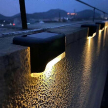 (Black,Warm light)4 Pack Solar Deck Lights Led Solar Step Lights Waterproof Fence Lights Outdoor Stairs Steps Fence -CHAN
