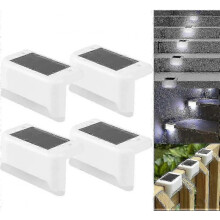 (White,White light)4 Pack Solar Deck Lights Led Solar Step Lights Waterproof Fence Lights Outdoor Stairs Steps Fence -CHAN