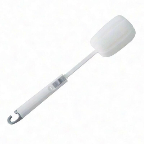 (Pink)Long Handle Telescopic Glass Cup Bottle Sponge Brush for Kitchen Cleaning