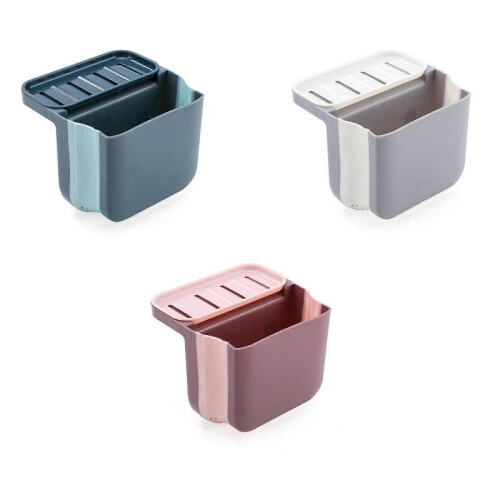 (Grey) . Shelf Suction Cup . Hanging Drain Basket Bowl Sponge Holder 1