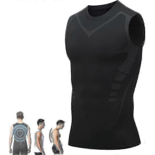 (L,BLACK A)Menionic Tourmaline Posture Corrector Vest, Menionic Tourmaline Posturecorrector Vest,posture Correc