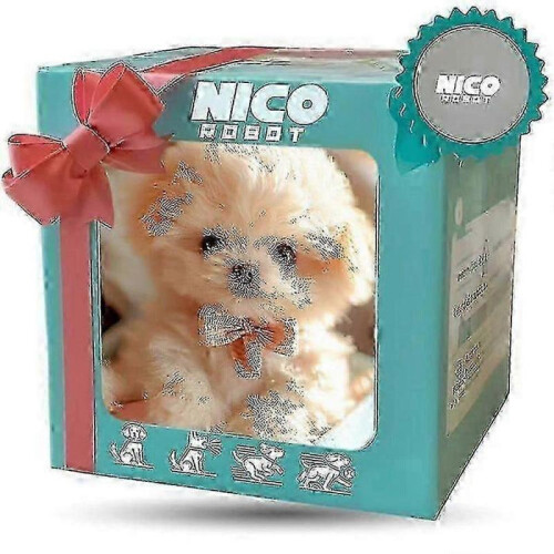 (White)Nico Interactive Robot Puppy, Realistic Robotic Plush Toy Dog