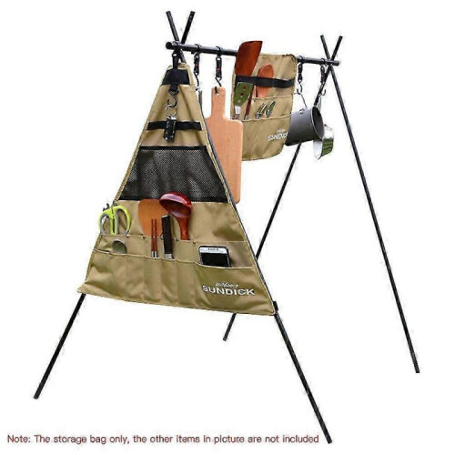 (Size S) Outdoor Cookware Hanging Rack with Under Net Bag Hanging Organizer ... 2