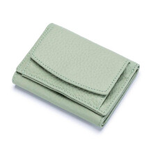 (Green) Women's Small Trifold Wallet with Coin Pocket, RFID Blocking, Compact Size, Genuine Leather