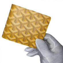 (Yellow) Fashionable Short Wallet With Houndstooth Print Pu Leather Card Holder Cash Purse Designed For Quality Individuals Apricot -CHA