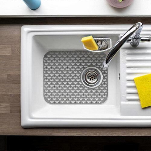 (2,grey)2PCS Silicone Sink Protector - Heat Resistant Kitchen Gadgets for Drain, Folding & Non-Slip 2