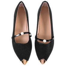 1Paar Comfortabele Platte Woman Nude Shoes Met Parelontwerp