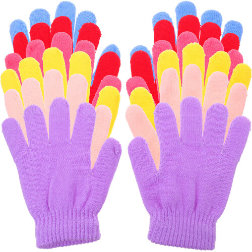 6 Paar Kinderhandschuhe Rot Für Kälteschutz 2