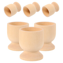 6St Imitations-Ei Aus Holz Tablett Einzelnes Ei-Halter Beige Aus Holz