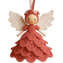 (Red)DIY Crochet Angel Ornament Craft Kit for Christmas and Holiday Decor