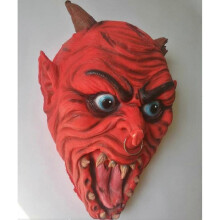 (Red Bull Head) Horror door head wall hanging skeleton ghost Halloween scenery decoration large props haunted house secret room escape bar scenery